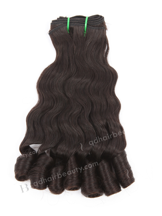 In Stock 5A Peruvian Virgin Hair 14" Double Drawn Wavy With Curl Tip Natural Color Machine Weft SM-6162